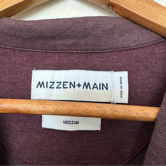 Mizzen+Main Quarter Zip Sweater Mens Medium Maroon Performance Casual - Picture 2 of 5